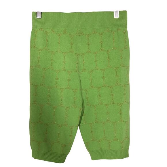 Retrofete Sweater Shorts Metallic Geometric Print  Pull On Green NWT Size XS - Picture 2 of 10
